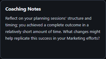 Coaching Notes excerpt from a genuine FlowQuota weekly AI Briefing.